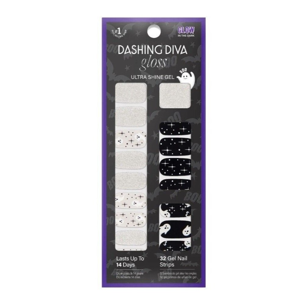 Dashing Diva Gloss Gel Nail Strips, Ghostly Touch Halloween Edition Glow in Dark